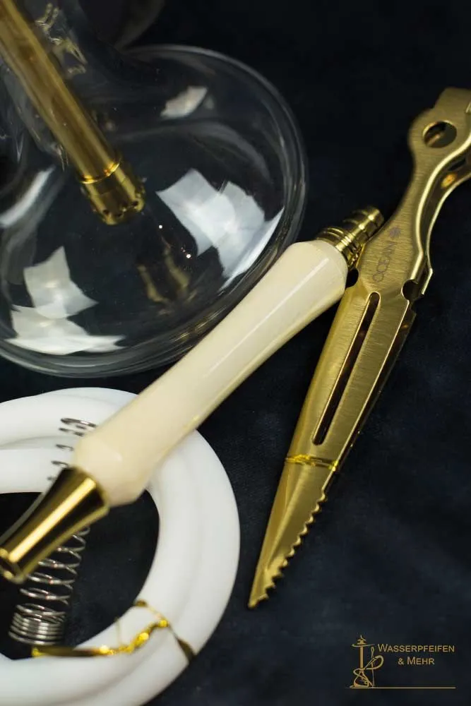 Ocean Hookah Kaif S „Small“ Gold White Wood Mundstück